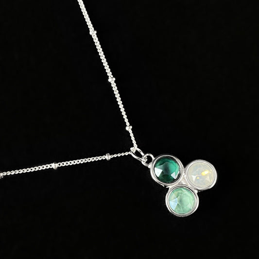 Sea foam Cluster Crystal Pendant on Dainty Silver Chain Necklace - Handmade, Nickel Free - Ulla