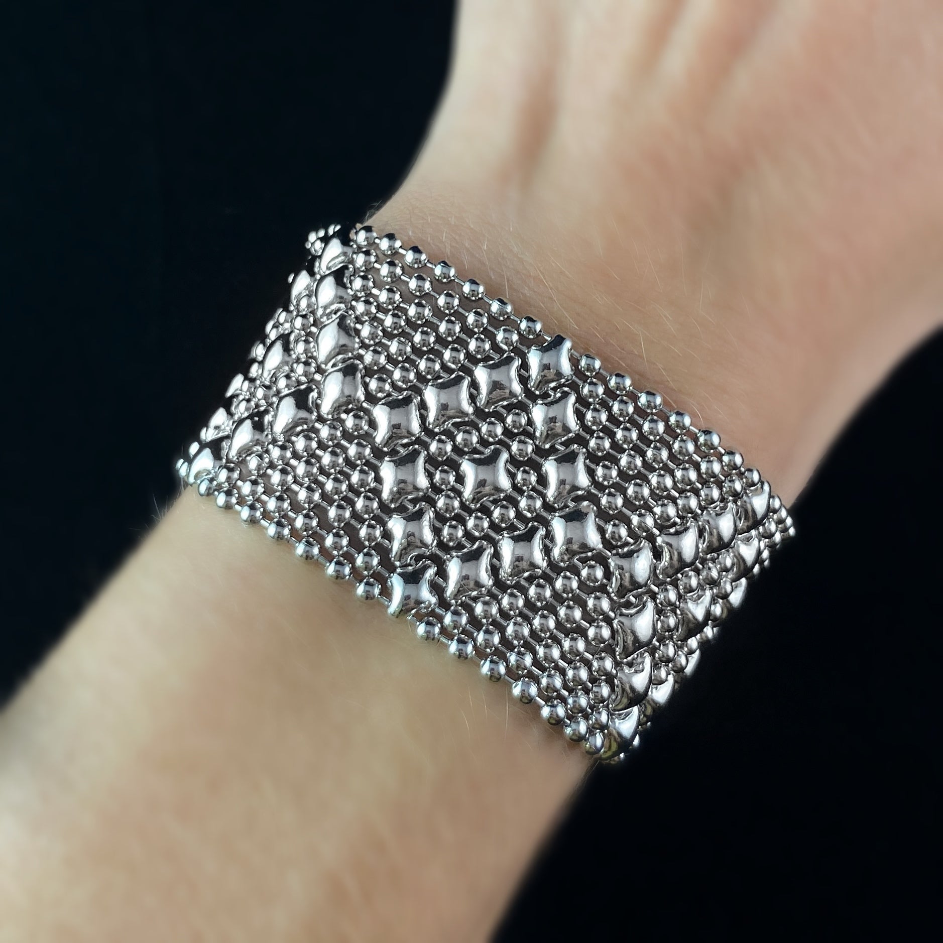 SG Liquid Metal Bracelet - 1.25 inch Wide Silver