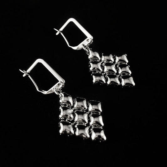 SG Liquid Metal Earrings - Silver Diamond