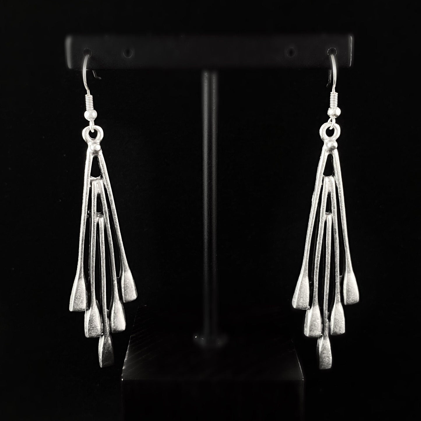 Silver Abstract Waterfall Drop Earrings, Handmade, Nickel Free - Elegant Minimalist Jewelry for Women