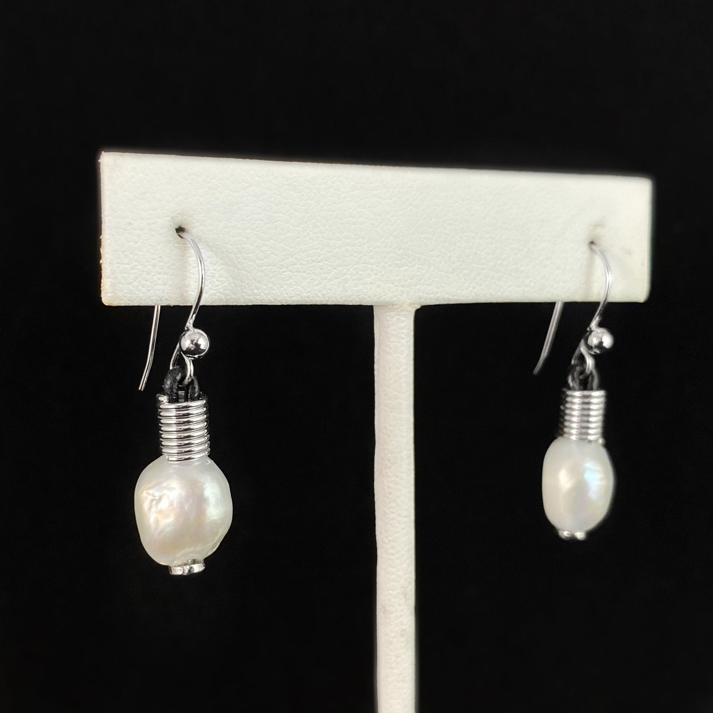 Silver and Pearl Drop Earrings, Handmade Nickel Free