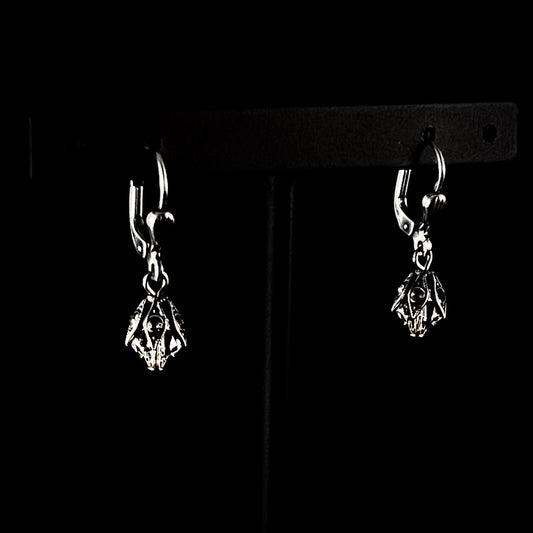 Silver Blossom Drop Earrings with Clear Swarovski Crystals - La Vie Parisienne by Catherine Popesco