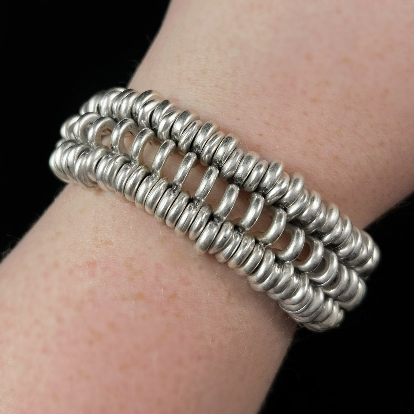 Silver Bracelet with Celtic Coin Accent, Handmade, Nickel Free