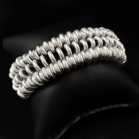 Silver Bracelet with Celtic Coin Accent, Handmade, Nickel Free