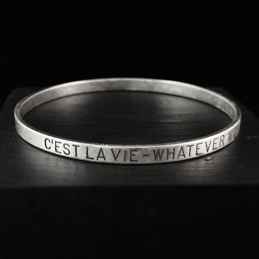 Silver C'est La Vie Bangle Bracelet - La Vie Parisienne by Catherine Popesco