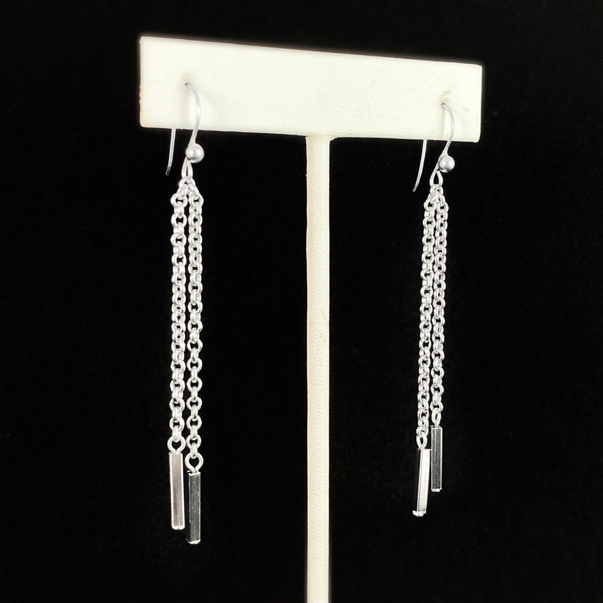 Silver Chain Drop Earrings, Handmade Nickel Free