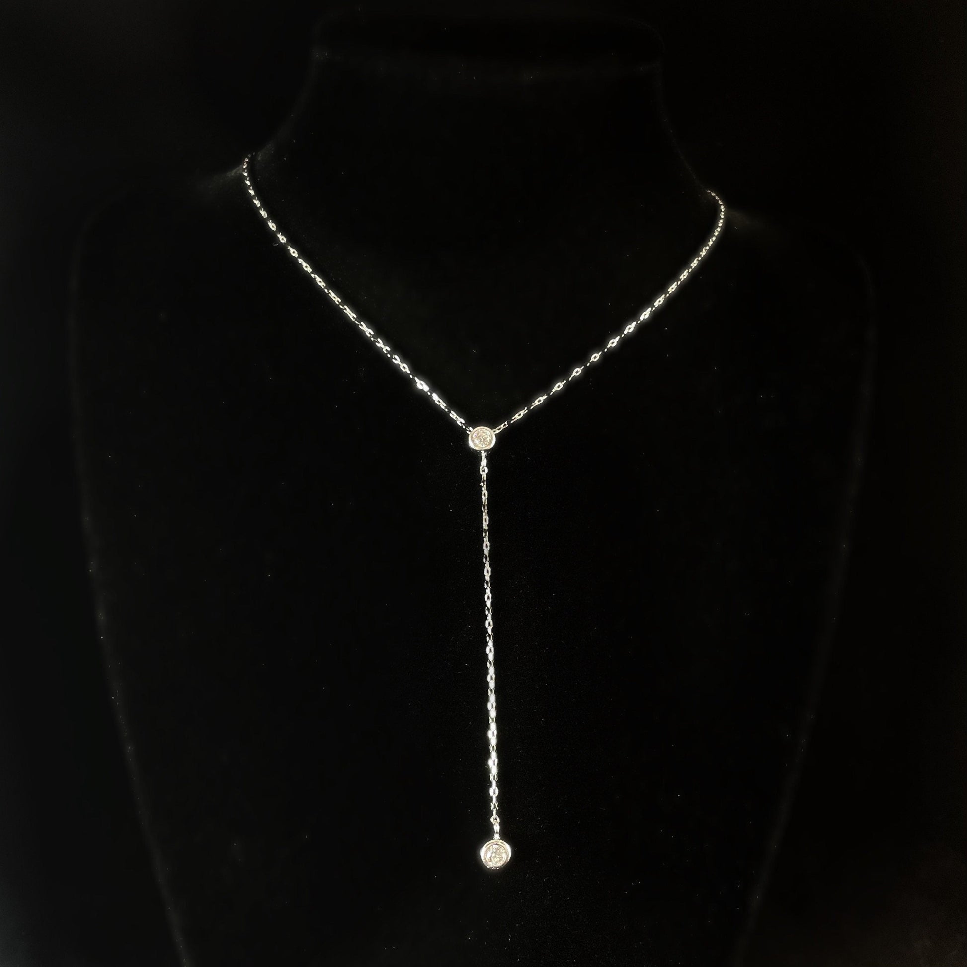 Silver Chain Necklace with Crystal - Handmade in Spain