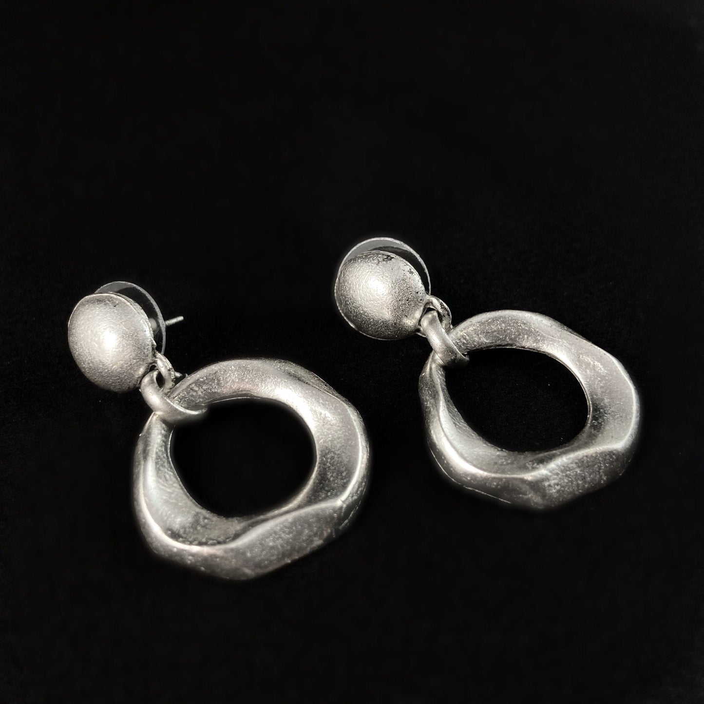 Silver Circle Drop Earrings, Handmade, Nickel Free - Elegant Minimalist Jewelry for Women