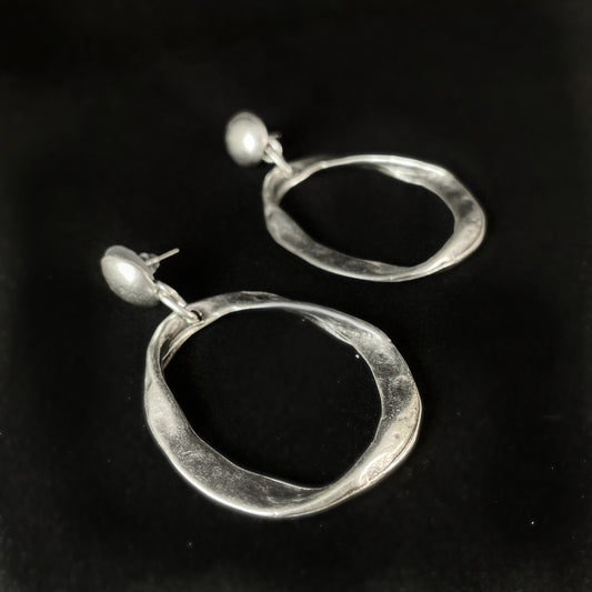 Silver Circle Drop Earrings, Handmade, Nickel Free