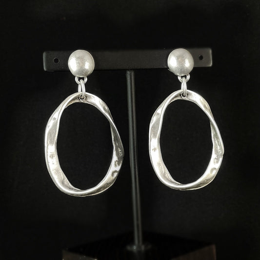 Silver Circle Drop Earrings, Handmade, Nickel Free