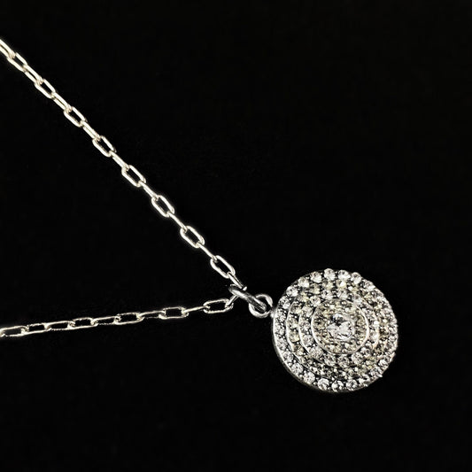 Silver Circle Swarovski Crystal Pendant Necklace - La Vie Parisienne by Catherine Popesco