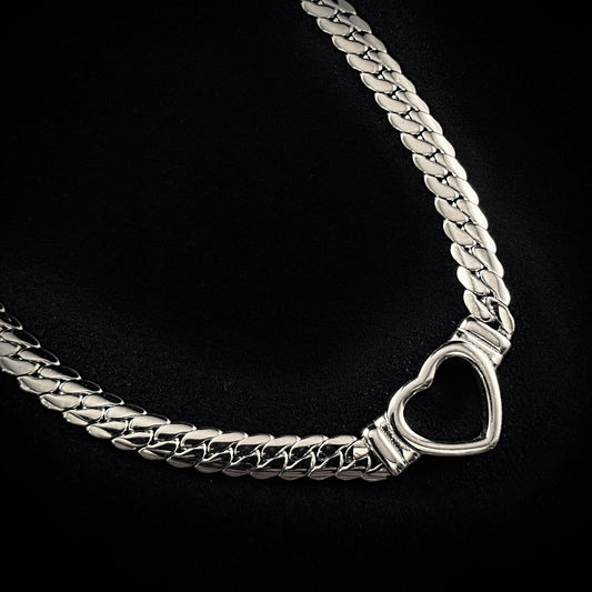 Silver Cuban Heart Chain Necklace - 3Souls (Copy)