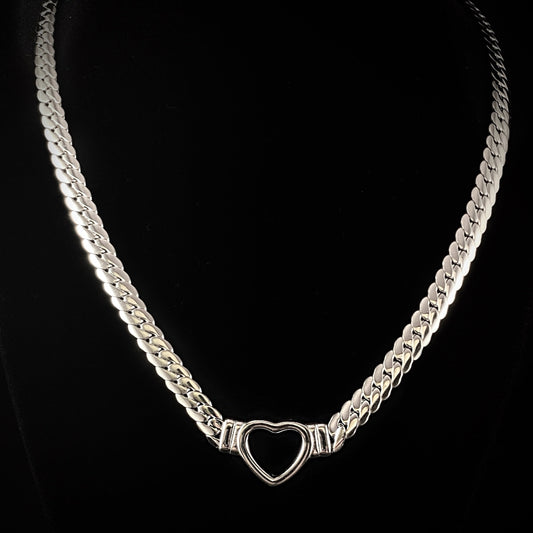 Silver Cuban Heart Chain Necklace - 3Souls (Copy)