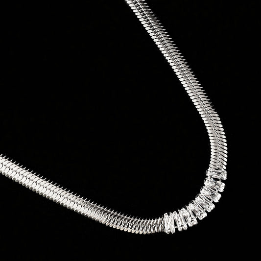 Silver Diamond Snake Chain Necklace - 3Souls