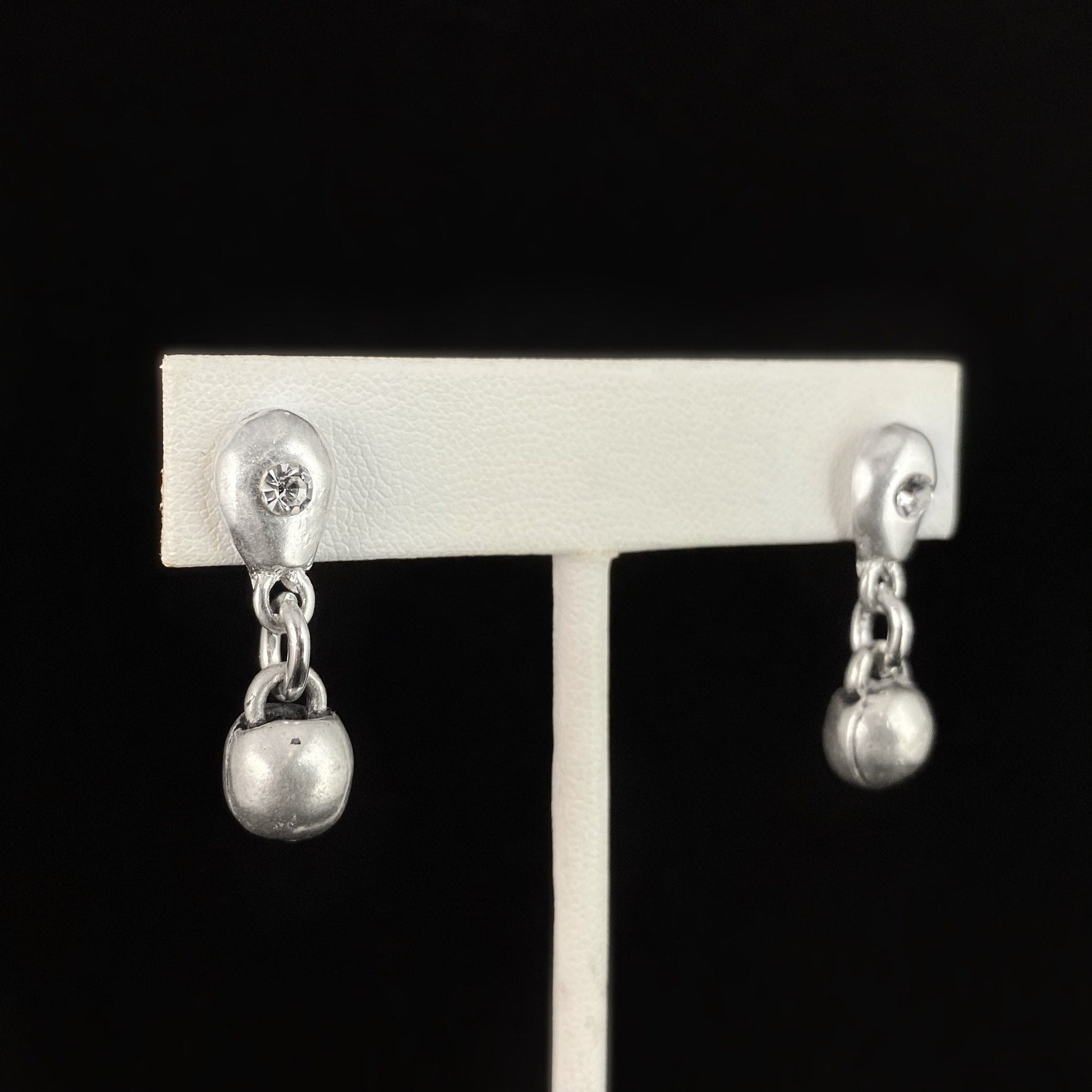 Silver Drop Earrings with Crystal, Handmade Nickel Free