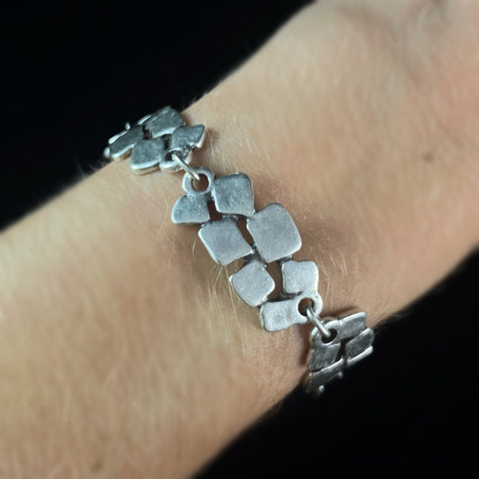 Silver Geometric Chain Link Bracelet, Handmade, Nickel Free-Noir