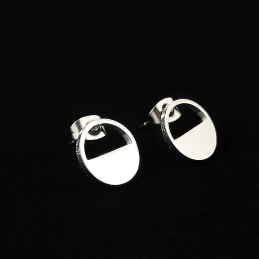 Silver Hollowed Half Post Earrings - 3Souls