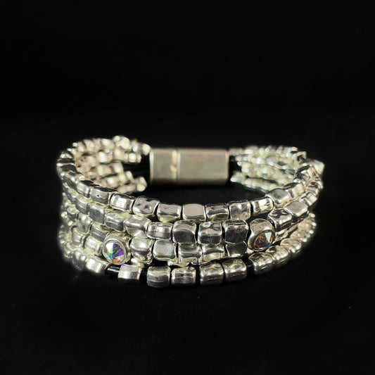 Silver Layered Crystal Bracelet - Handmade in Spainl