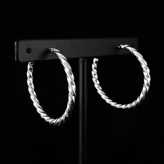 Silver Minimalist Twist Hoop Earrings - Handmade, Nickel Free - Ulla