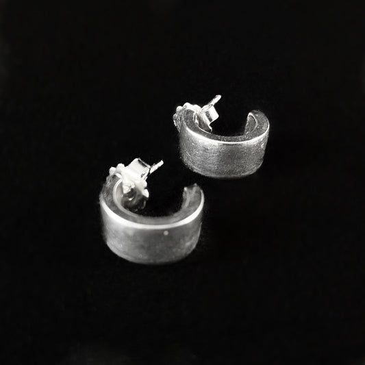 Silver Minimalist Wide Hoop Earrings - Handmade, Nickel Free - Ulla