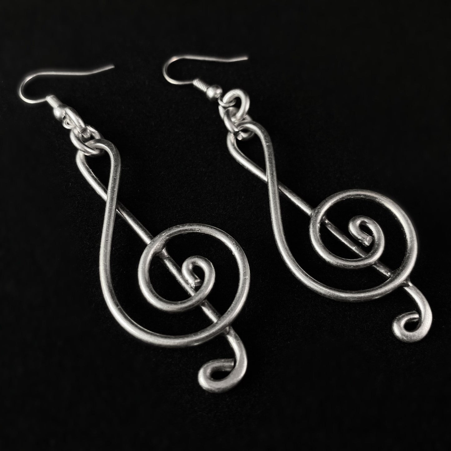 Silver Music Staff Drop Earrings, Handmade, Nickel Free - Elegant Minimalist Jewelry for Women