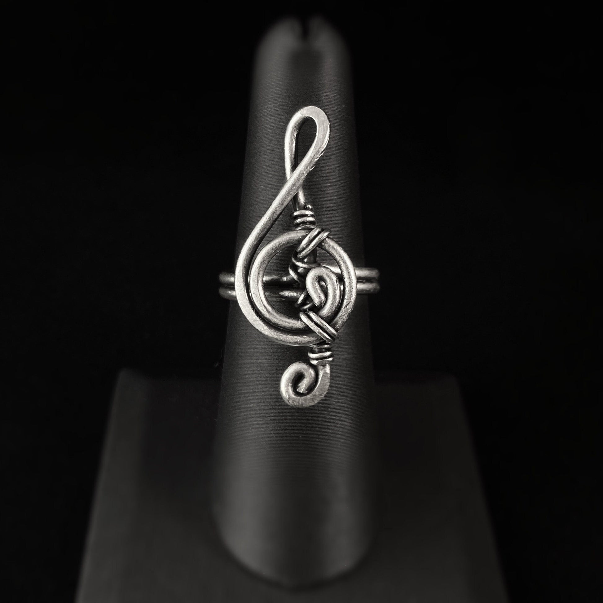 Silver Music Staff Statement Ring, Handmade, Nickel Free