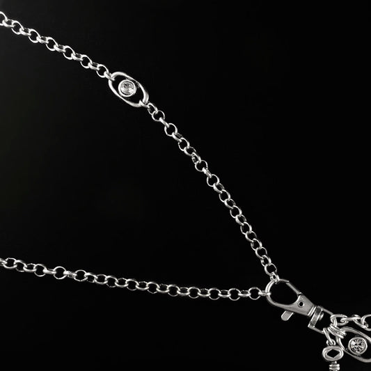 Silver Necklace with Heart, Lock, and Key Pendant, Handmade, Nickel Free - Noir