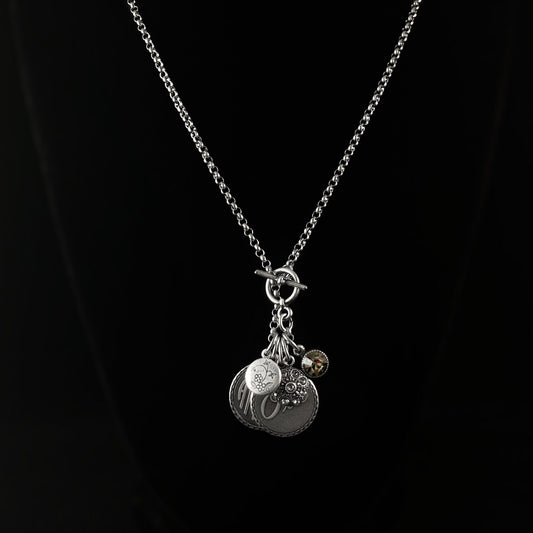 Silver Oui Amour Charm Pendant Necklace with Toggle Closure - La Vie Parisienne by Catherine Popesco