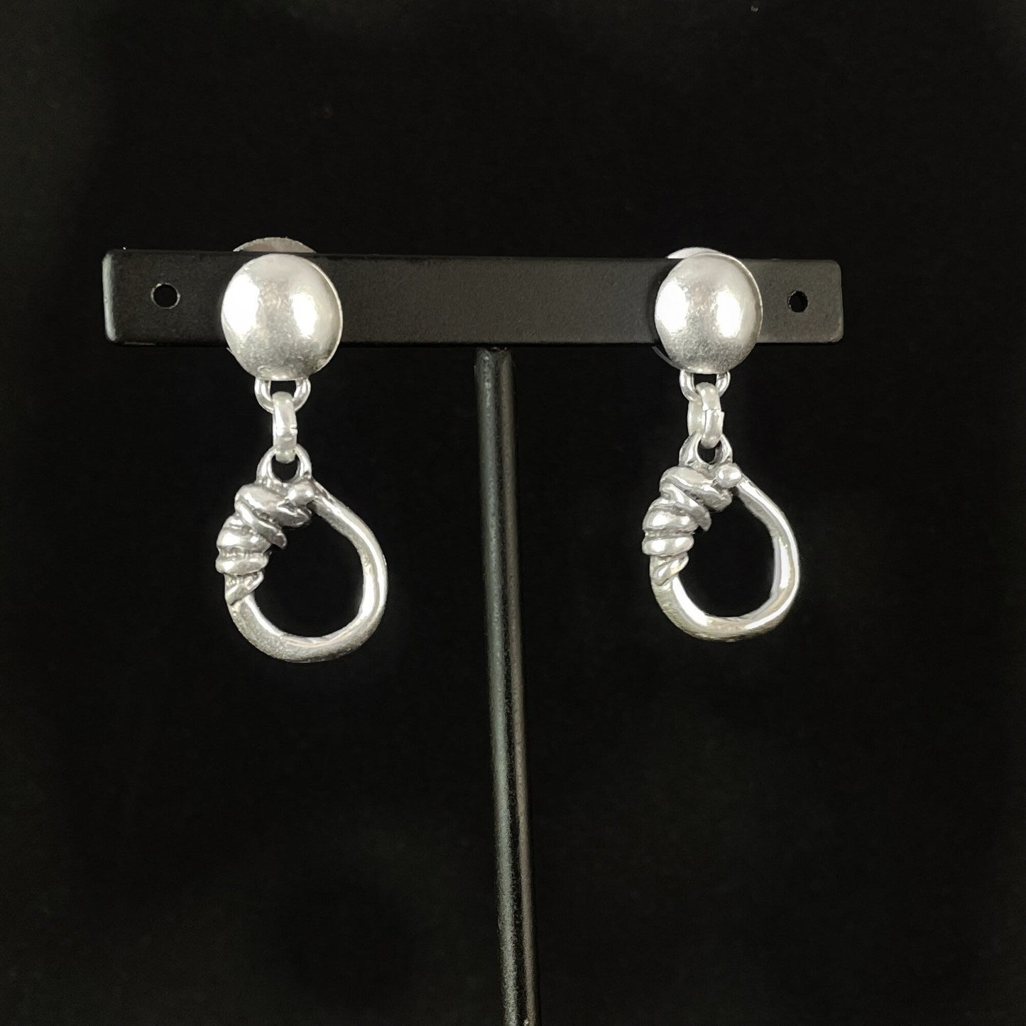 Silver Oval Drop Earrings, Handmade, Nickel Free
