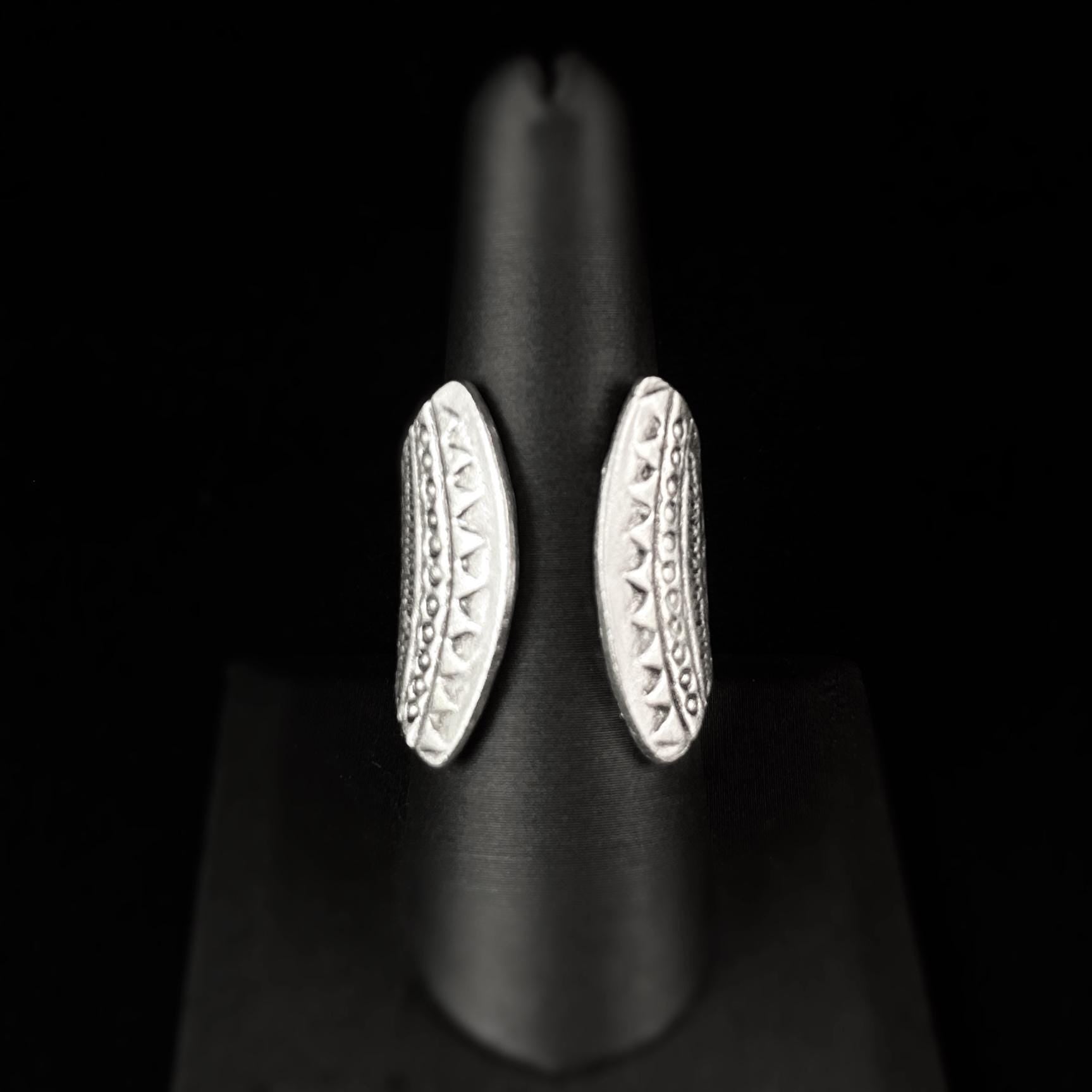 Silver Patterned Ring, Handmade, Nickel Free - Noir