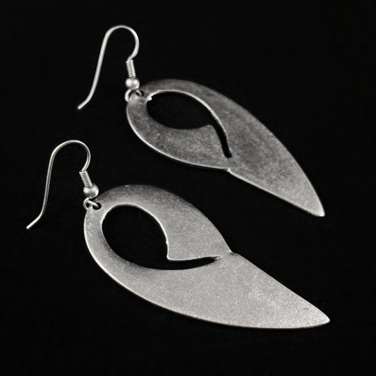 Silver Quote Drop Earrings, Handmade, Nickel Free -Noir