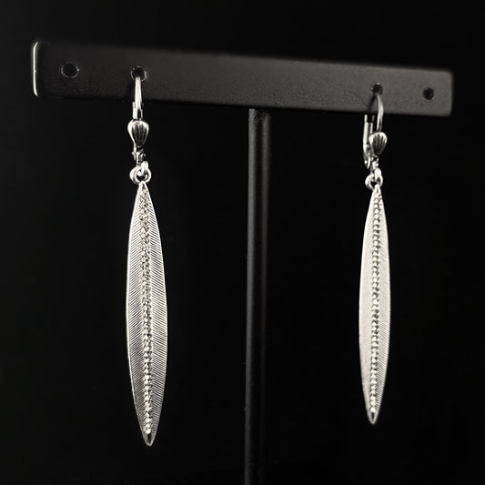 Silver Spear Earrings with Clear Swarovski Crystals - La Vie Parisienne by Catherine Popesco
