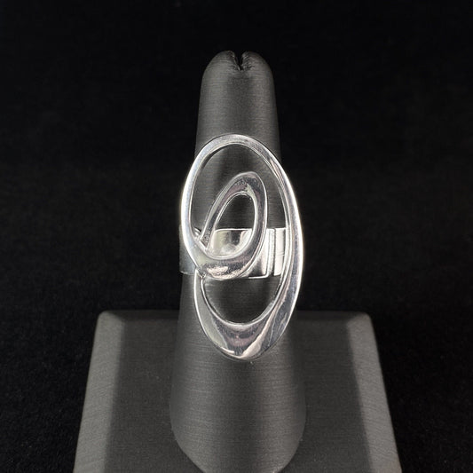 Silver Statement Ring with Swirl Design - Handmade Nickel Free Ulla Jewelry
