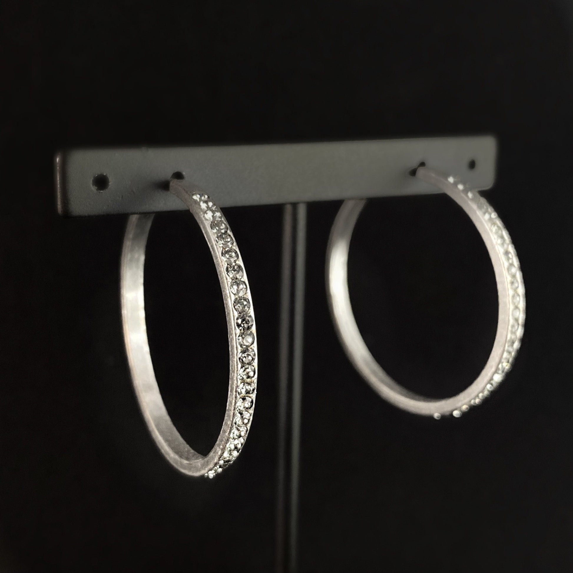 Silver Swarovski Crystal Hoop Earrings, Clear - La Vie Parisienne by Catherine Popesco