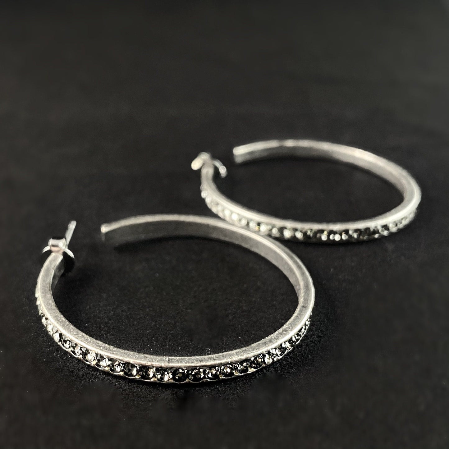 Silver Swarovski Crystal Hoop Earrings, Clear - La Vie Parisienne by Catherine Popesco