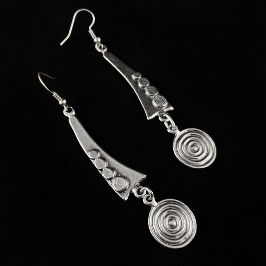 Silver Swirl and Dot Earrings, Handmade, Nickel Free - Elegant Minimalist Jewelry for Women