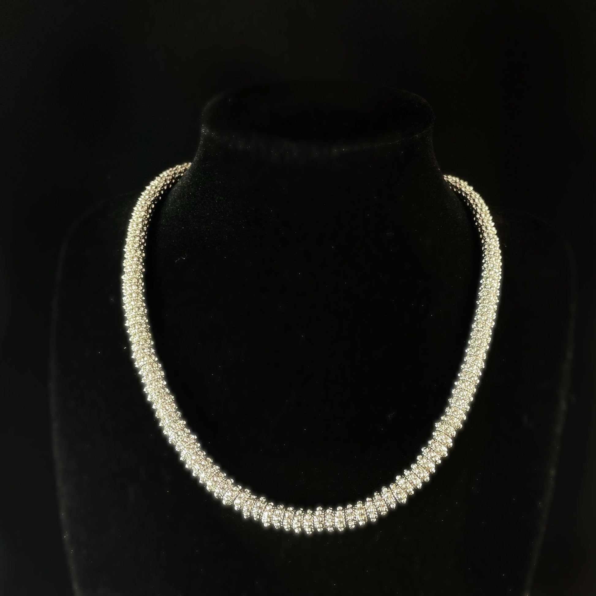 Silver Textured Necklace - Handmade in Spain