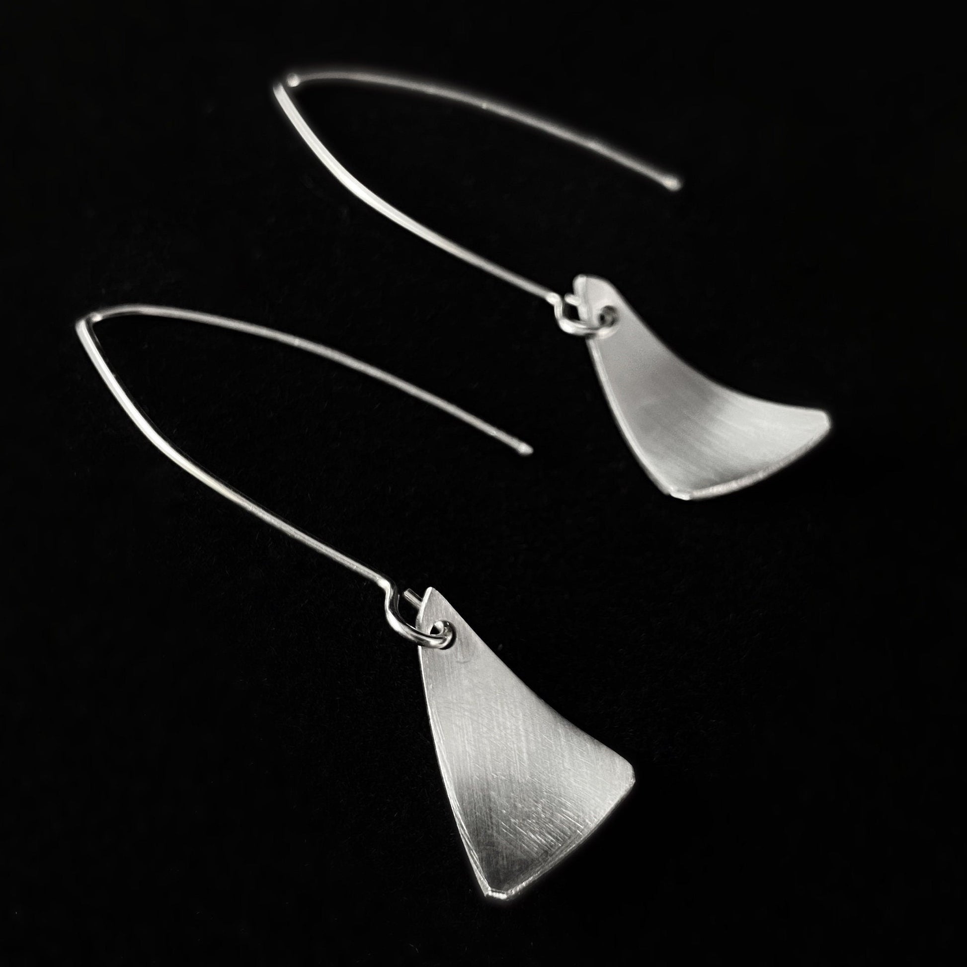 Silver Triangle/Sailboat Earrings, Handmade - Recycled Materials