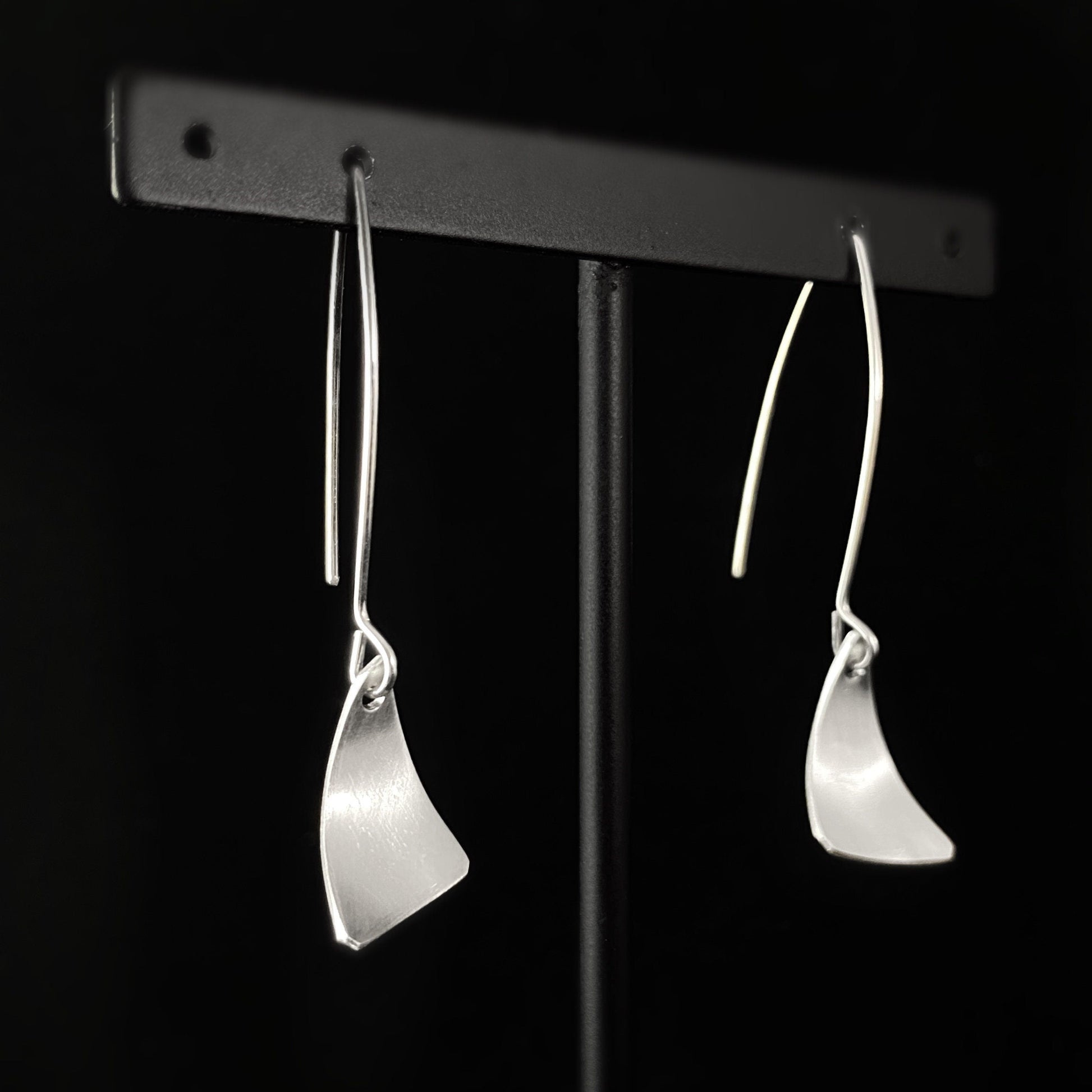Silver Triangle/Sailboat Earrings, Handmade - Recycled Materials
