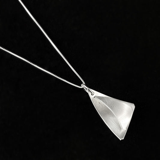 Silver Triangle/Sailboat Necklace, Handmade - Recycled Materials