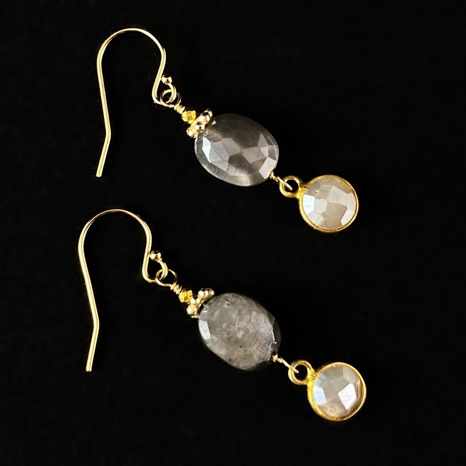 Silverlite and Moonstone Drop Earrings, Handmade in USA - Avaasi