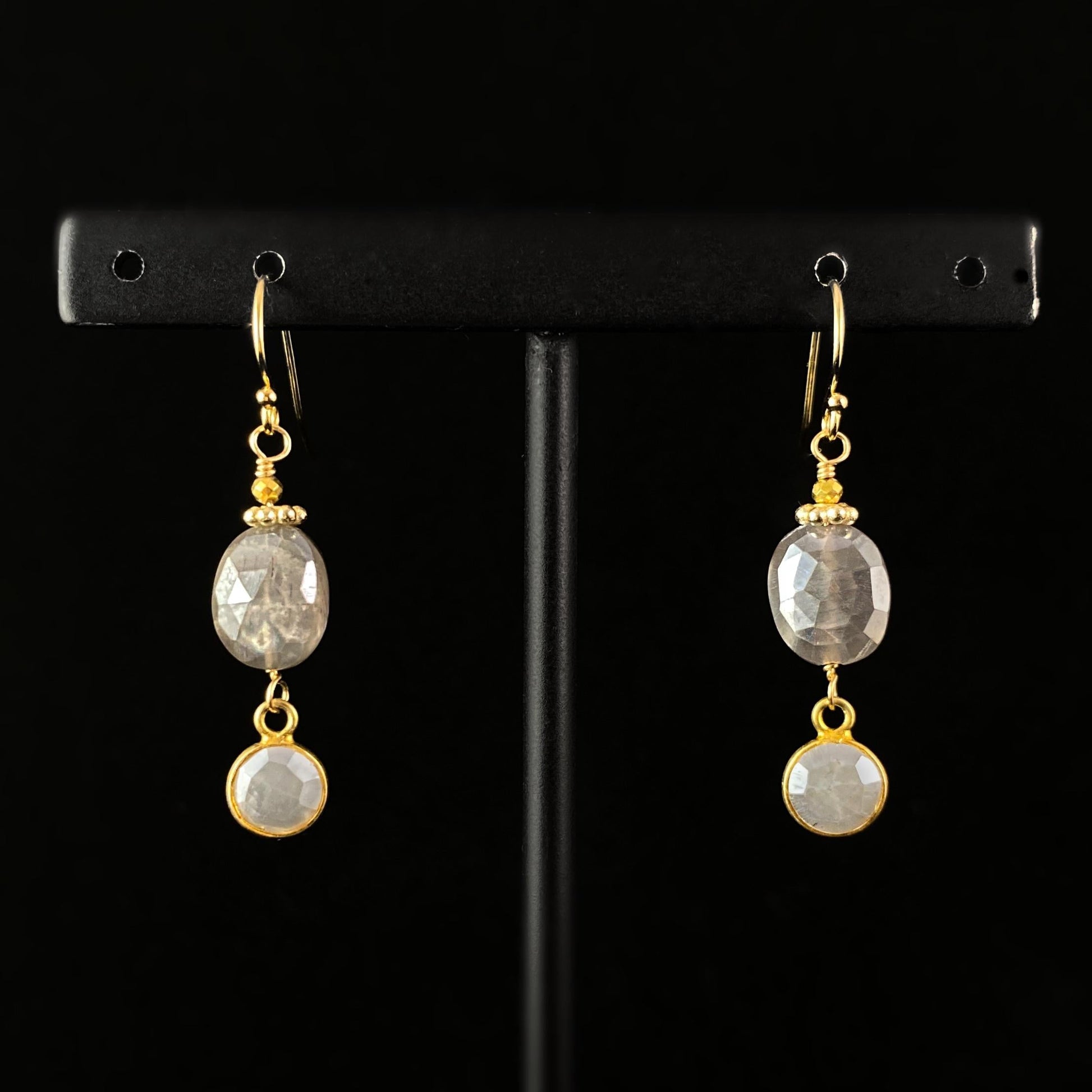 Silverlite and Moonstone Drop Earrings, Handmade in USA - Avaasi