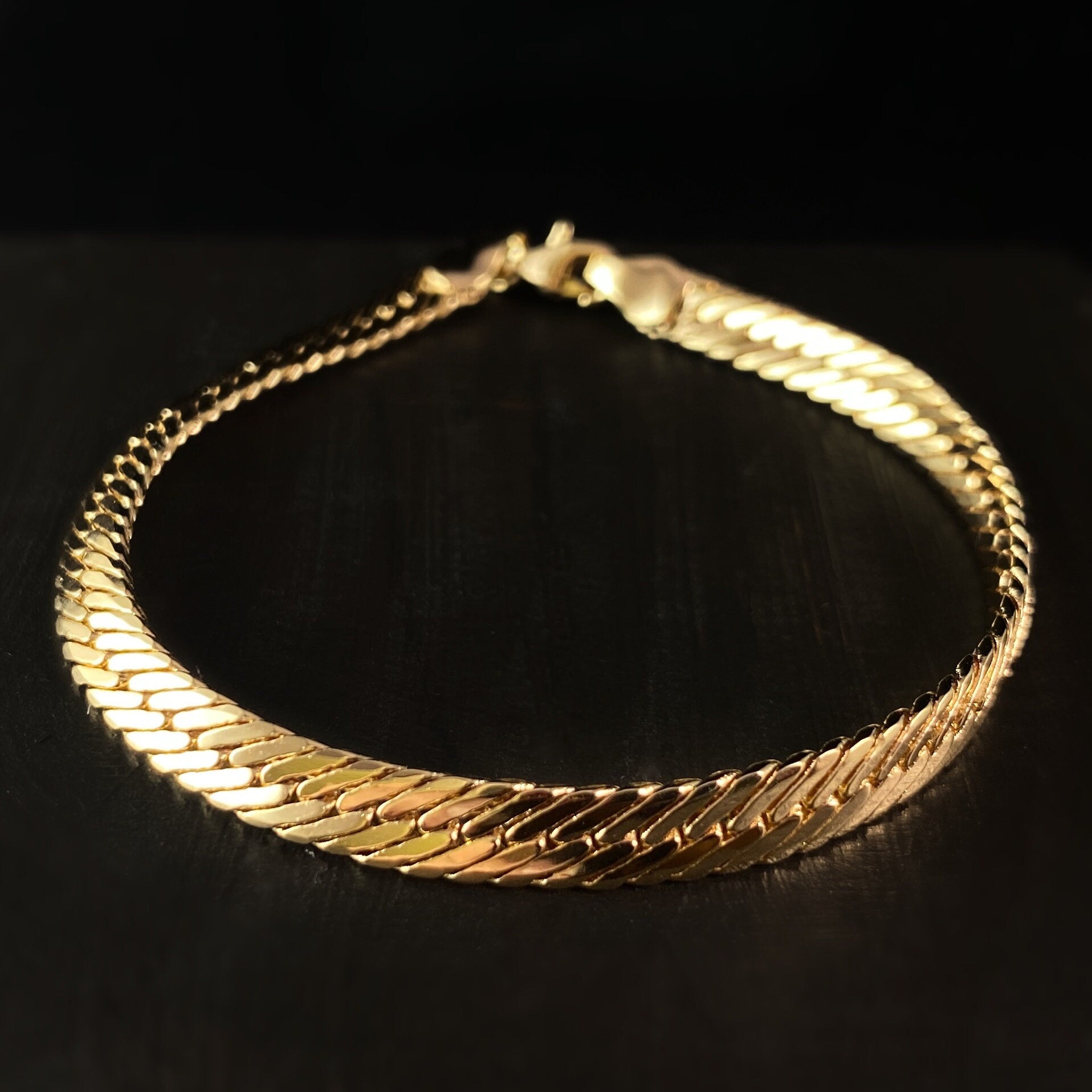 Skinny Gold Everyday Dainty Bracelet - Herringbone, 1920s
