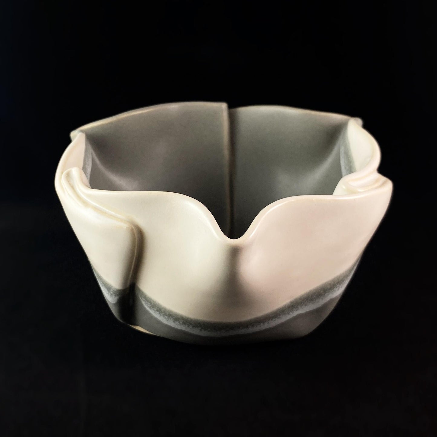 Small Handmade Gray and White Multi-purpose Dish with Serving Spoon, Functional and Decorative Pottery