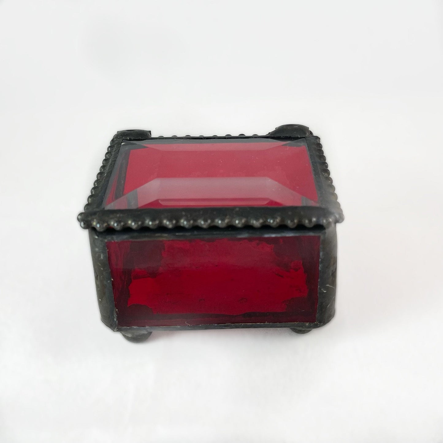 Small Red Stained Glass Decorative Keepsake Jewelry Box