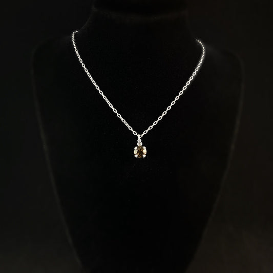 Small Round Cut Swarovski Crystal Pendant Necklace, Olive - La Vie Parisienne by Catherine Popesco