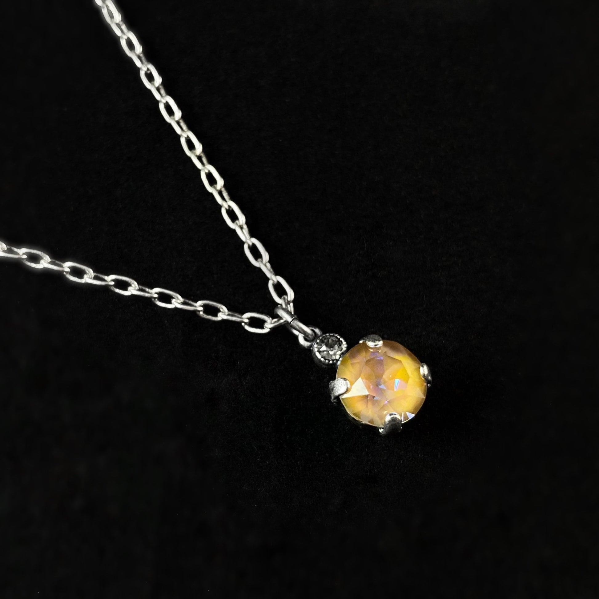 Small Round Cut Swarovski Crystal Pendant Necklace, Orange/Purple - La Vie Parisienne by Catherine Popesco