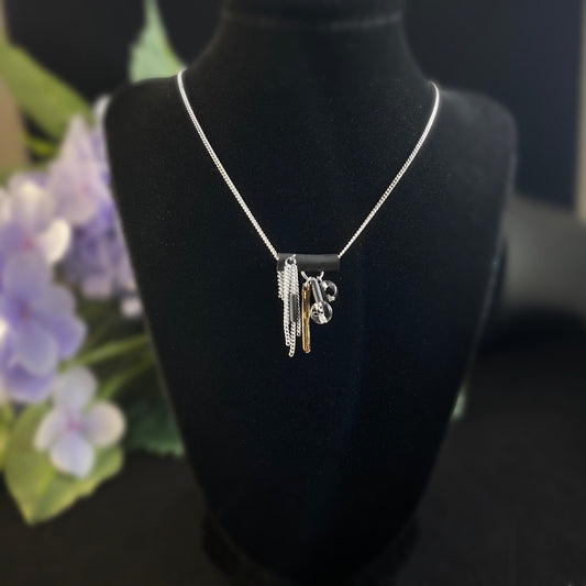 Small Silver Chain and Glass Beaded Necklace - Handmade in Canada, Anne-Marie Chagnon Jewelry