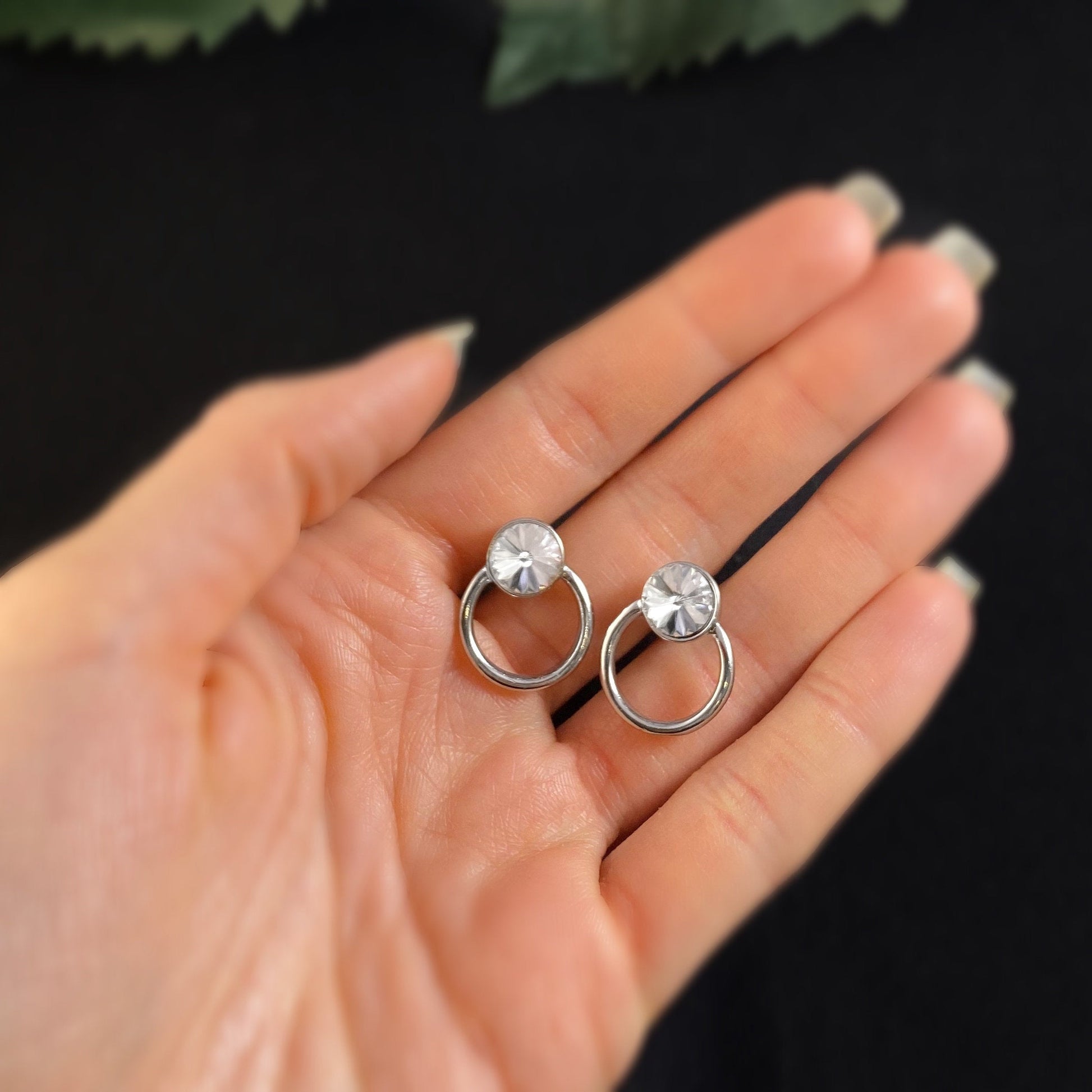 Small Silver Hoop Earrings with Czech Crystal - Handmade Nickel Free Ulla Jewelry