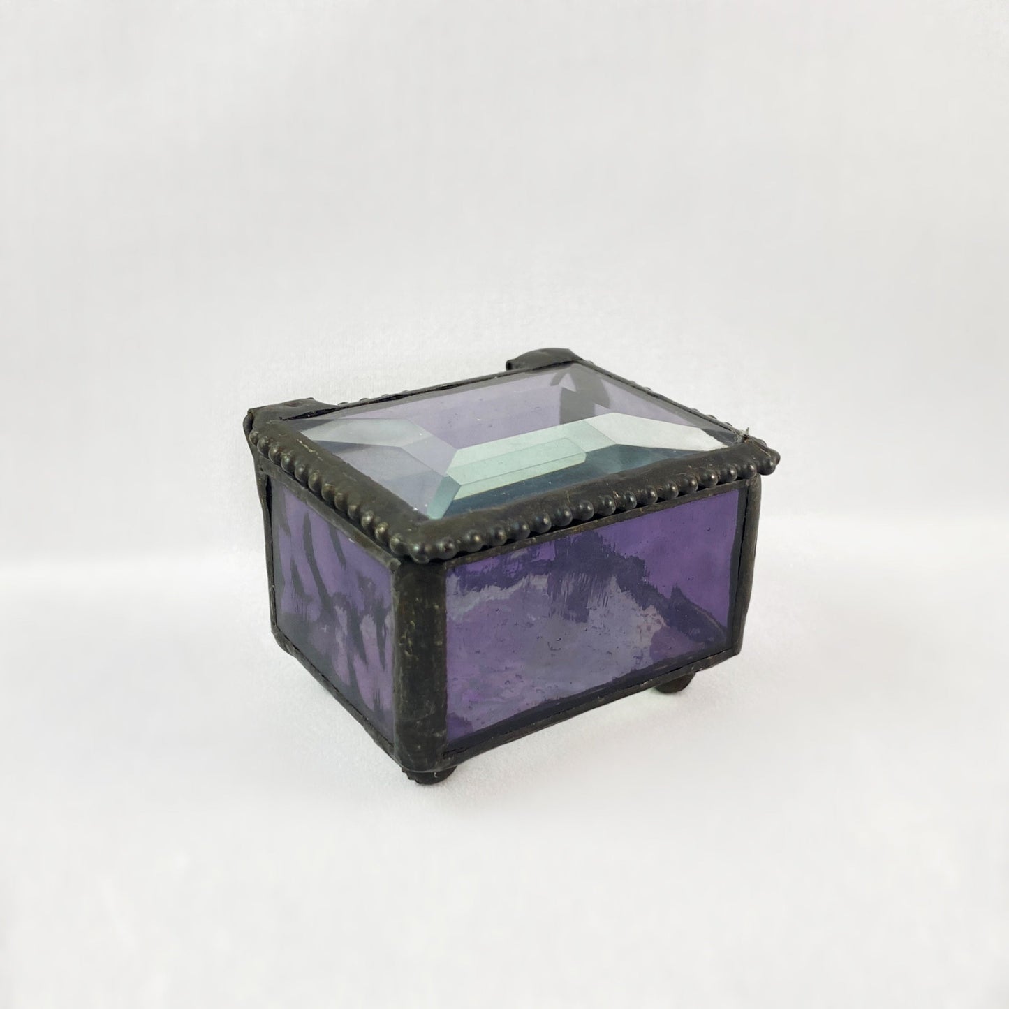 Small Stained Glass Ring Box - Purple Box for rings earrings